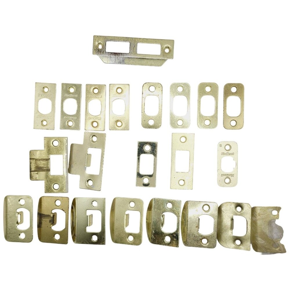Door Strike Plates Brass Finish Latch Hardware Various Sizes 22 Pieces